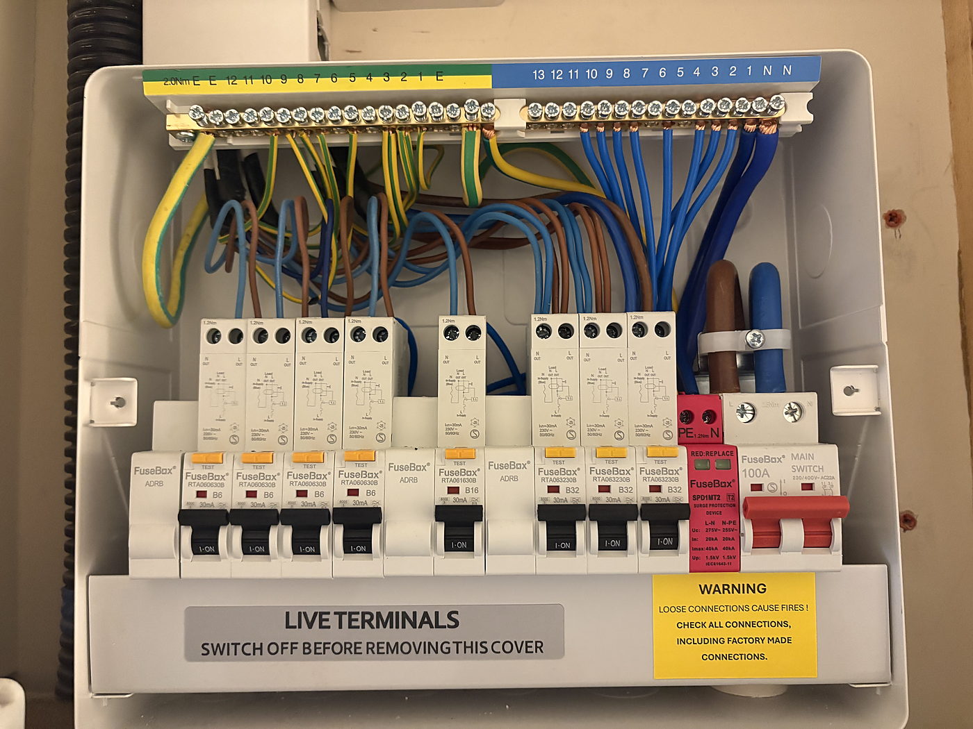 The consumer unit where a charger gets its own circuit and protection